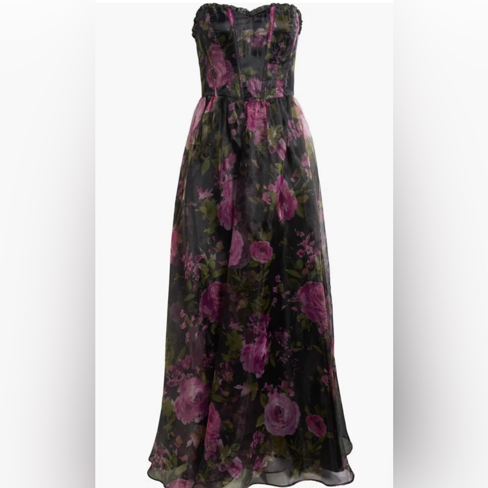 Lulus x Nordstrom Hadley Floral Organza Black and Purple Women's Maxi Dr… - Picture 5 of 6